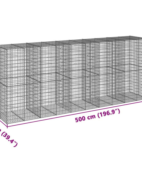 Încărcați imaginea în vizualizatorul Galerie, Coș gabion cu capac, 500x100x200 cm, fier galvanizat
