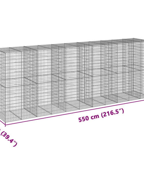 Încărcați imaginea în vizualizatorul Galerie, Coș gabion cu capac, 550x100x200 cm, fier galvanizat
