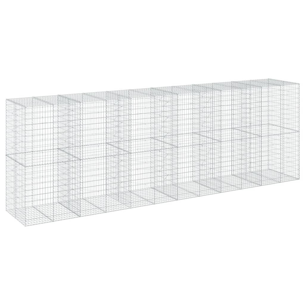 Coș gabion cu capac, 600x100x200 cm, fier galvanizat