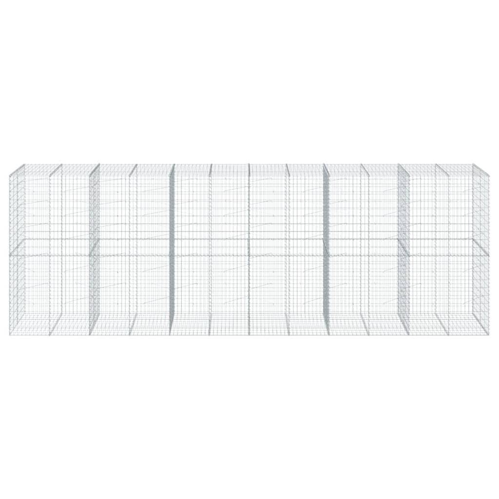 Coș gabion cu capac, 600x100x200 cm, fier galvanizat