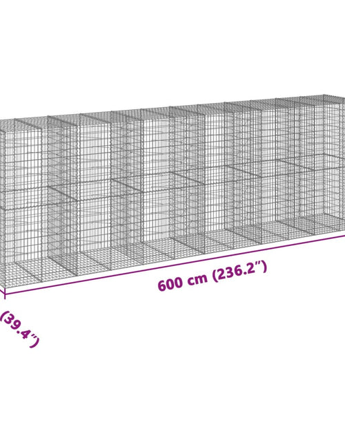 Încărcați imaginea în vizualizatorul Galerie, Coș gabion cu capac, 600x100x200 cm, fier galvanizat
