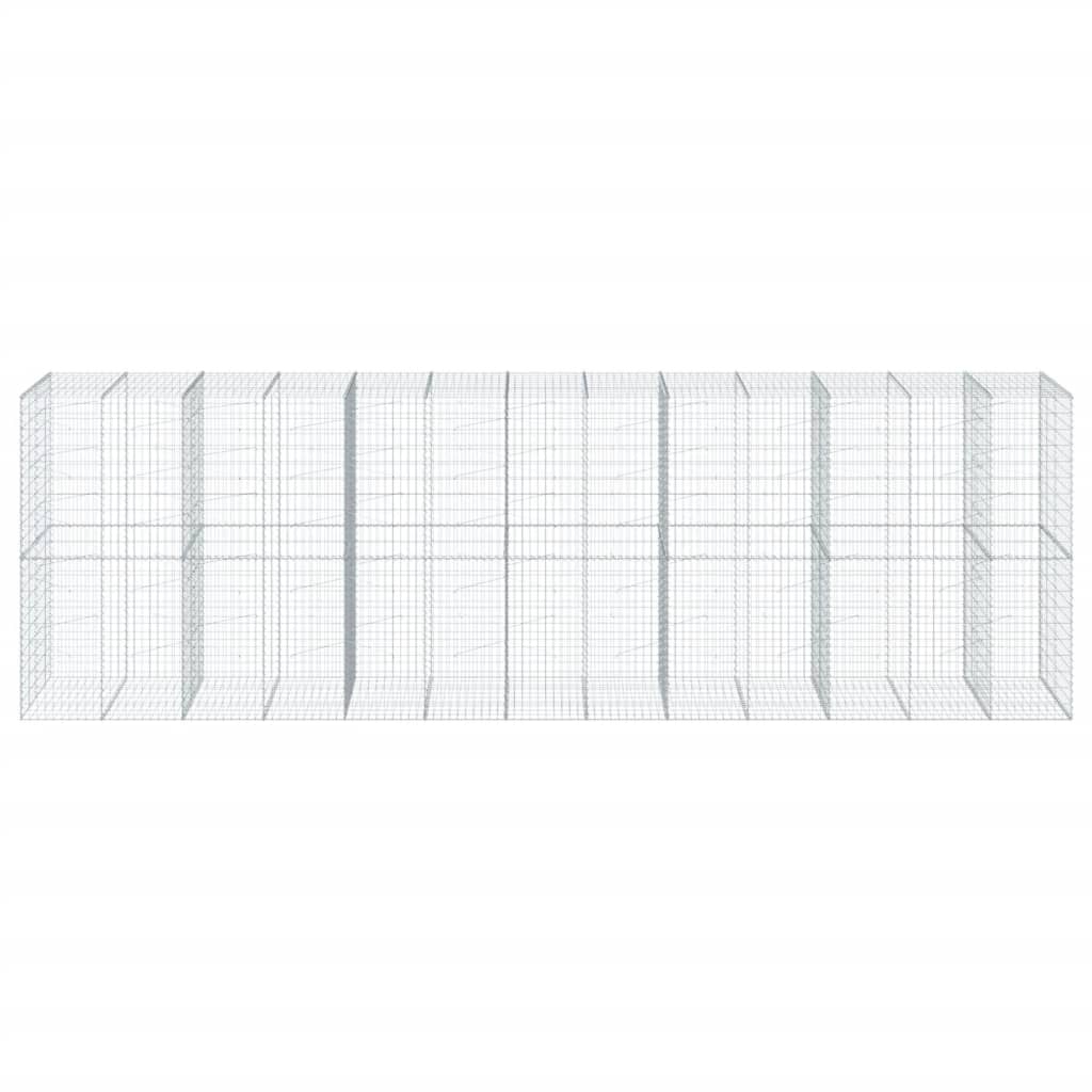 Coș gabion cu capac, 650x100x200 cm, fier galvanizat