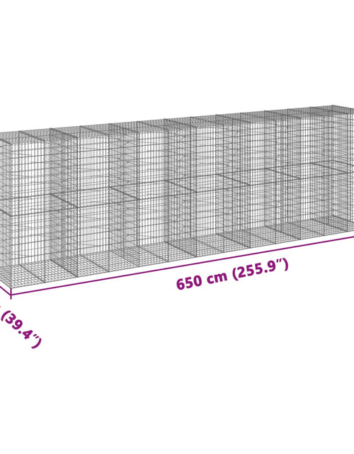 Încărcați imaginea în vizualizatorul Galerie, Coș gabion cu capac, 650x100x200 cm, fier galvanizat
