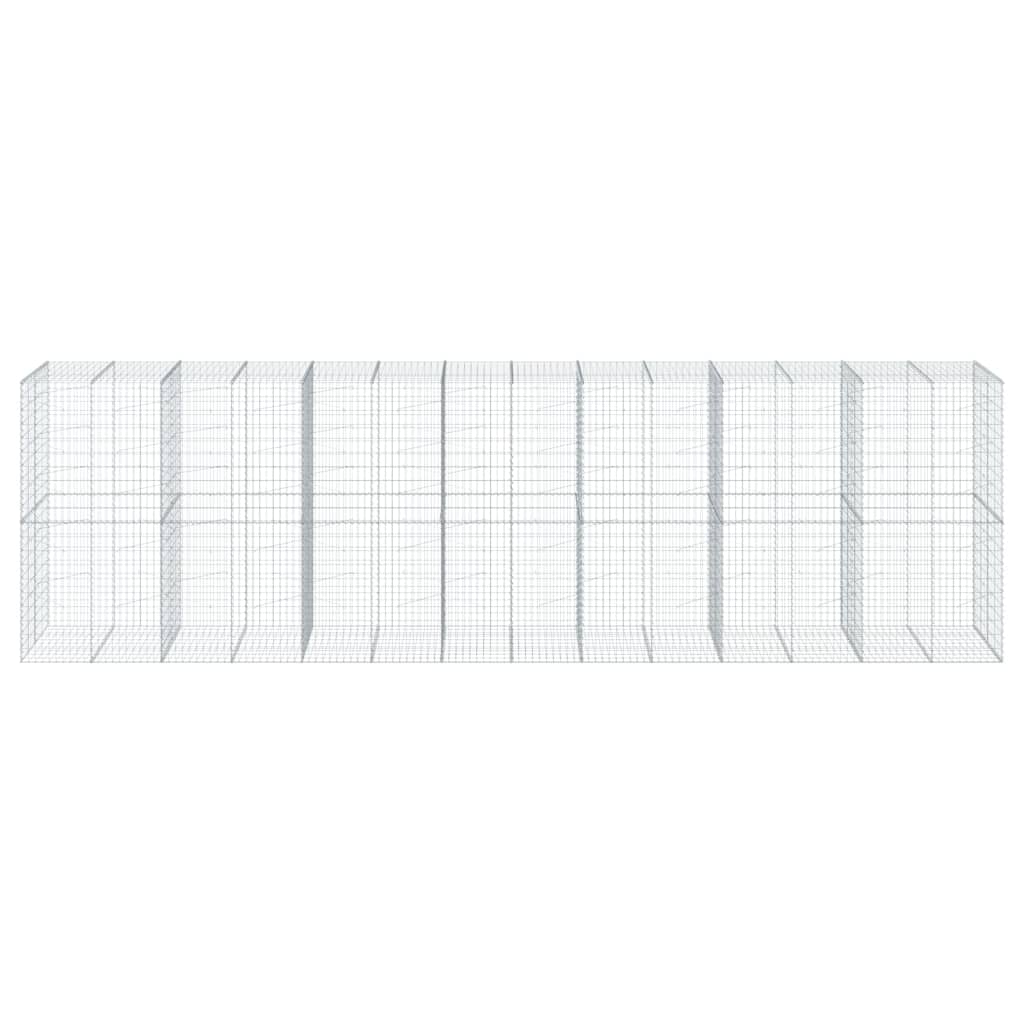 Coș gabion cu capac, 700x100x200 cm, fier galvanizat