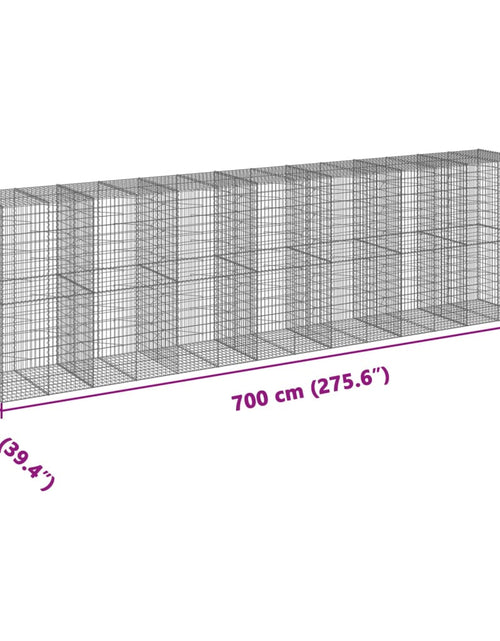 Încărcați imaginea în vizualizatorul Galerie, Coș gabion cu capac, 700x100x200 cm, fier galvanizat
