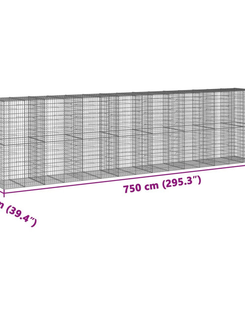 Încărcați imaginea în vizualizatorul Galerie, Coș gabion cu capac, 750x100x200 cm, fier galvanizat
