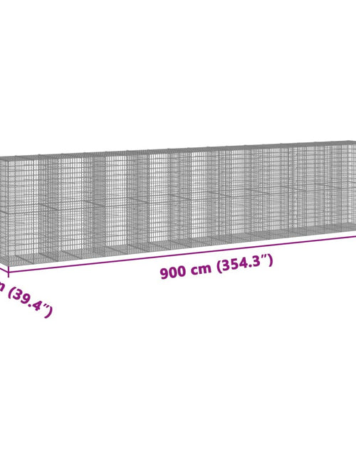 Încărcați imaginea în vizualizatorul Galerie, Coș gabion cu capac, 900x100x200 cm, fier galvanizat
