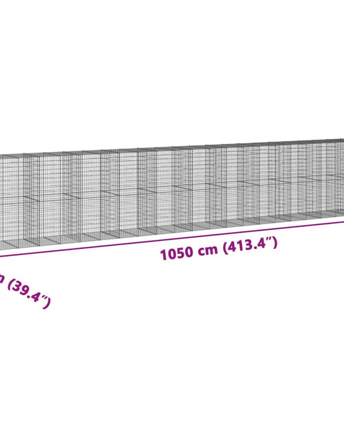 Încărcați imaginea în vizualizatorul Galerie, Coș gabion cu capac, 1050x100x200 cm, fier galvanizat
