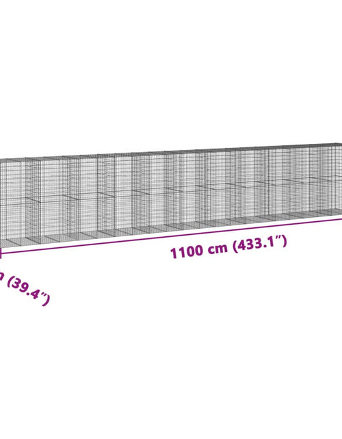 Încărcați imaginea în vizualizatorul Galerie, Coș gabion cu capac, 1100x100x200 cm, fier galvanizat
