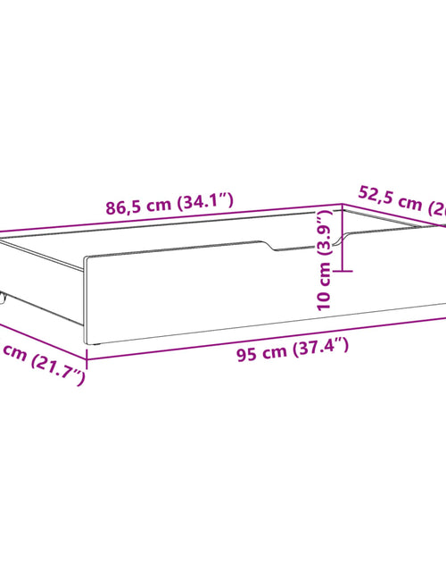Încărcați imaginea în vizualizatorul Galerie, Sertare de pat cu roți, 2 buc., 95x55x16 cm, lemn masiv de pin
