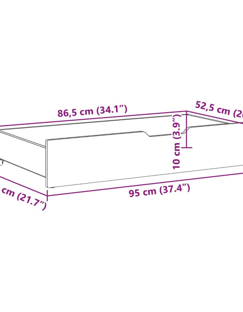 Încărcați imaginea în vizualizatorul Galerie, Sertare de pat 2 buc. 95x55x16 cm maro ceruit lemn masiv de pin
