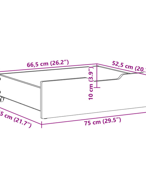 Încărcați imaginea în vizualizatorul Galerie, Sertare de pat cu roți, 2 buc., 75x55x16 cm, lemn masiv de pin

