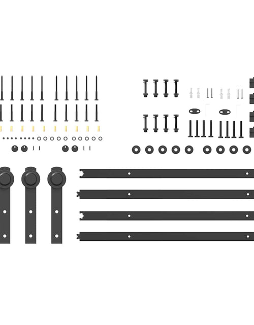 Загрузите изображение в средство просмотра галереи, Set feronerie pentru uși glisante, negru, 200 cm, oțel
