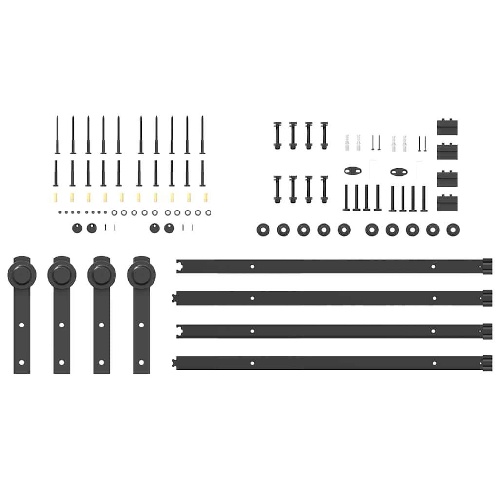 Set feronerie pentru uși glisante, negru, 200 cm, oțel