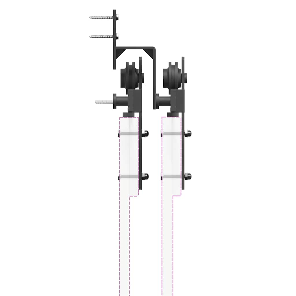 Set feronerie pentru uși glisante, negru, 200 cm, oțel