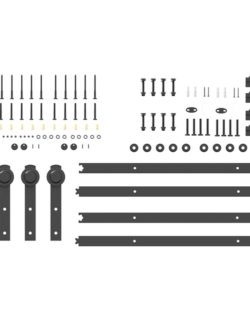 Încărcați imaginea în vizualizatorul Galerie, Set feronerie pentru uși glisante, negru, 152,5 cm, oțel
