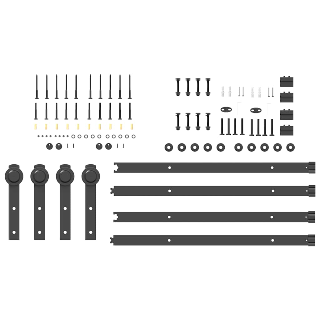 Set feronerie pentru uși glisante, negru, 152,5 cm, oțel