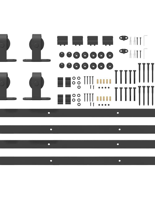 Încărcați imaginea în vizualizatorul Galerie, Set feronerie pentru ușă glisantă, negru, 183 cm, oțel
