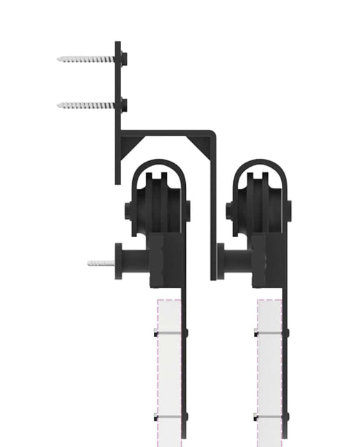 Încărcați imaginea în vizualizatorul Galerie, Set feronerie pentru uși glisante, negru, 200 cm, oțel
