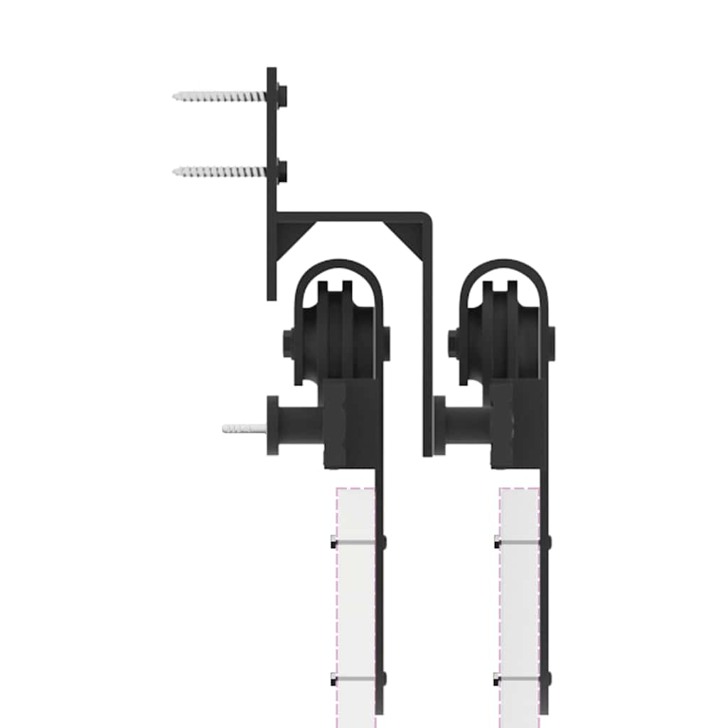 Set feronerie pentru uși glisante, negru, 200 cm, oțel