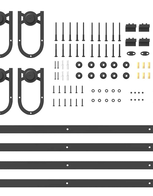 Încărcați imaginea în vizualizatorul Galerie, Set feronerie pentru uși glisante, negru, 200 cm, oțel
