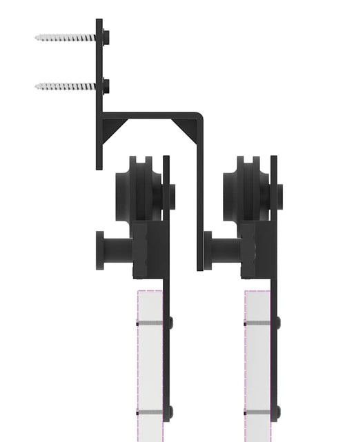 Încărcați imaginea în vizualizatorul Galerie, Set feronerie pentru uși glisante, negru, 200 cm, oțel
