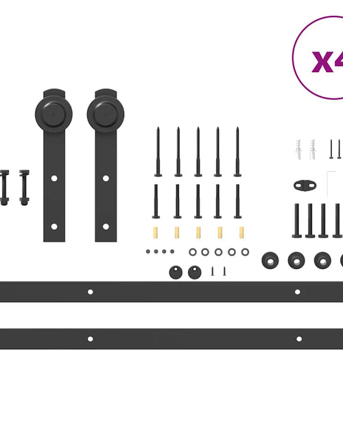 Încărcați imaginea în vizualizatorul Galerie, Set feronerie pentru uși glisante, negru, 152,5 cm, oțel
