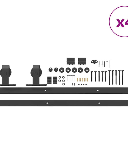 Загрузите изображение в средство просмотра галереи, Set feronerie pentru uși glisante, negru, 200 cm, oțel
