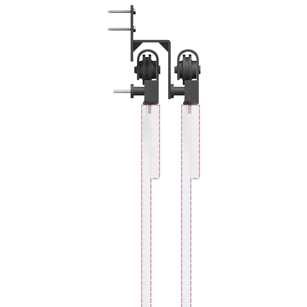 Set feronerie pentru uși glisante, negru, 200 cm, oțel