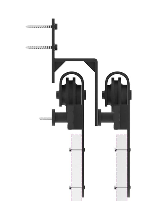 Загрузите изображение в средство просмотра галереи, Set feronerie pentru ușă glisantă, negru, 183 cm, oțel
