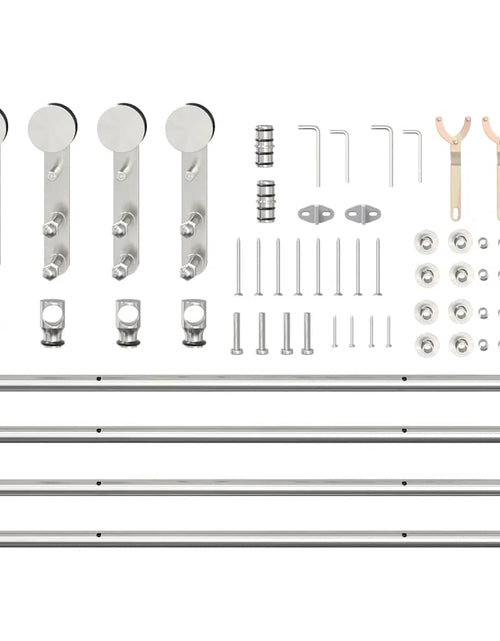 Загрузите изображение в средство просмотра галереи, Set piese pentru ușă glisantă, argintiu, 200 cm oțel inoxidabil
