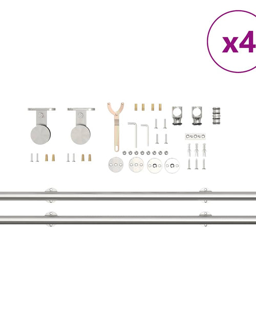 Загрузите изображение в средство просмотра галереи, Set piese pentru ușă glisantă, argintiu, 183 cm oțel inoxidabil
