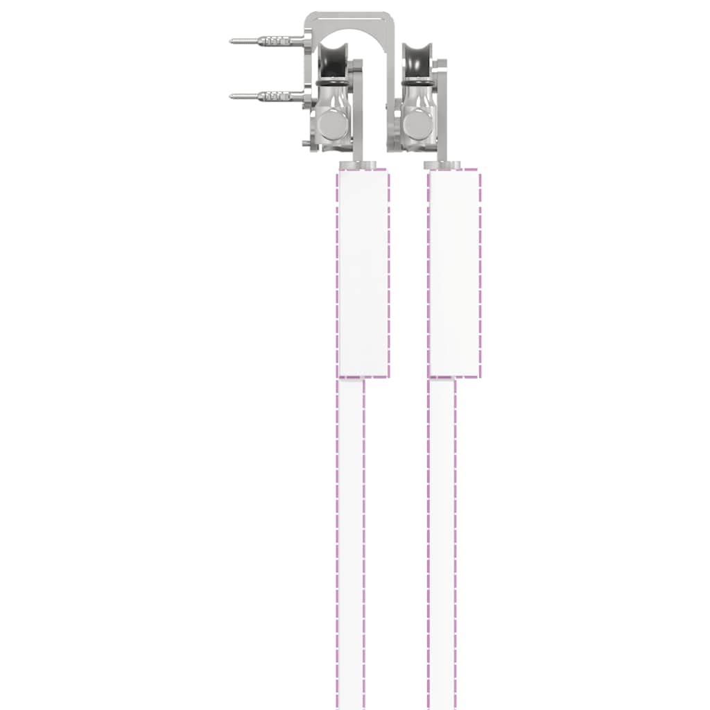 Set piese pentru ușă glisantă, argintiu, 200 cm oțel inoxidabil