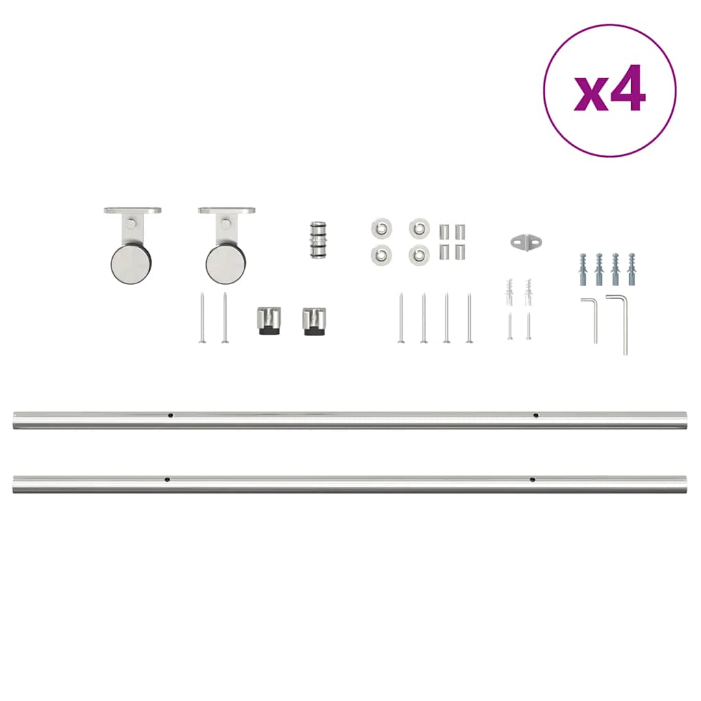 Set piese pentru ușă glisantă, argintiu, 183 cm oțel inoxidabil