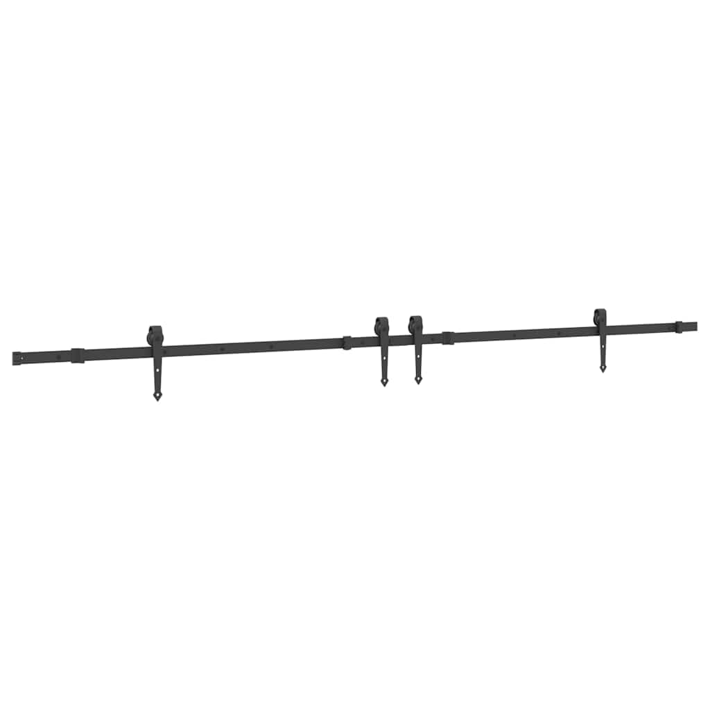 Set feronerie pentru uși glisante, negru, 152,5 cm, oțel