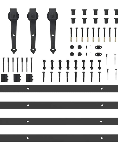 Încărcați imaginea în vizualizatorul Galerie, Set feronerie pentru uși glisante, negru, 152,5 cm, oțel
