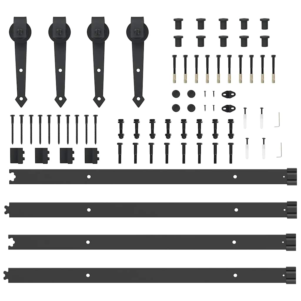 Set feronerie pentru uși glisante, negru, 152,5 cm, oțel