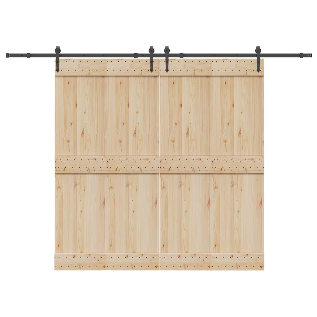 Set feronerie pentru uși glisante, negru, 152,5 cm, oțel