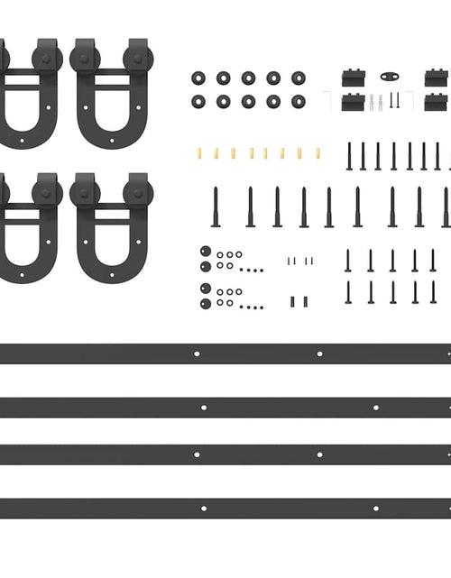 Încărcați imaginea în vizualizatorul Galerie, Set feronerie pentru ușă glisantă, negru, 183 cm, oțel
