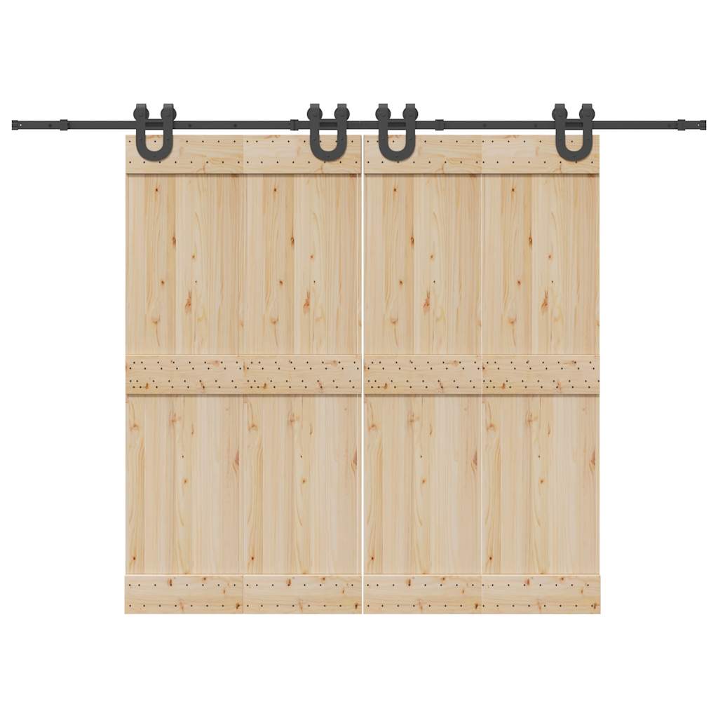 Set feronerie pentru ușă glisantă, negru, 183 cm, oțel