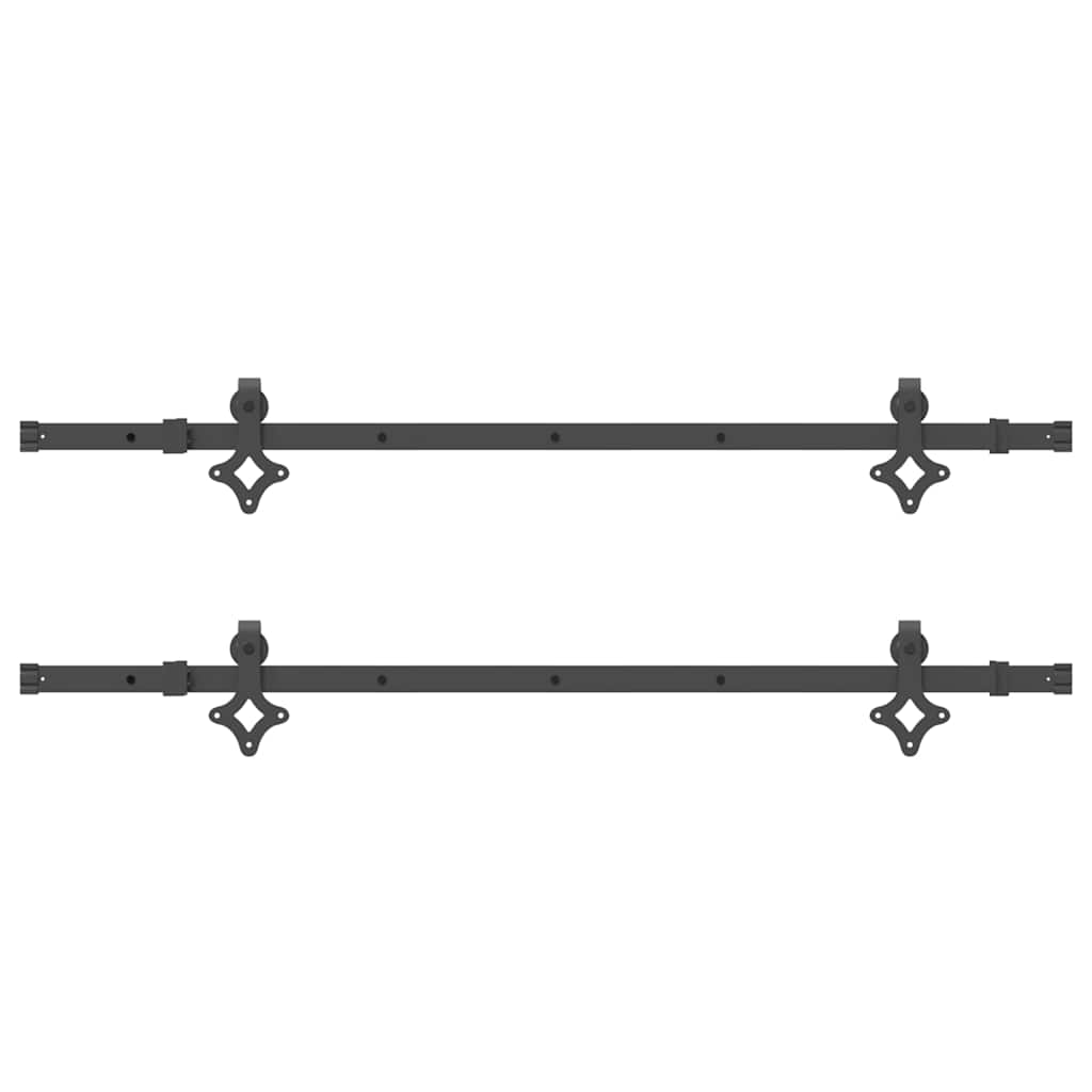 Set feronerie pentru uși glisante, negru, 152,5 cm, oțel