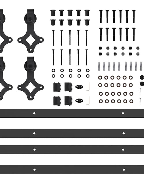 Загрузите изображение в средство просмотра галереи, Set feronerie pentru uși glisante, negru, 152,5 cm, oțel
