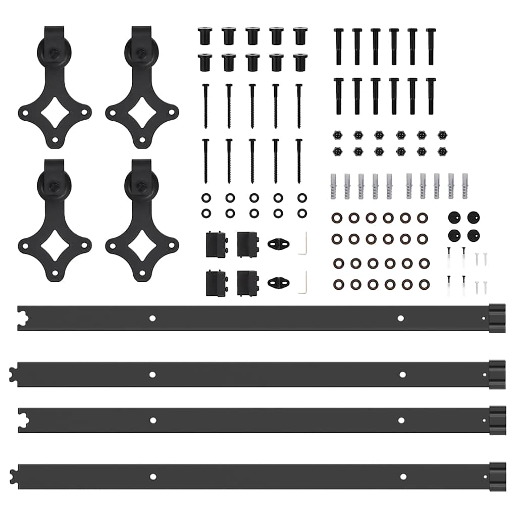 Set feronerie pentru uși glisante, negru, 152,5 cm, oțel