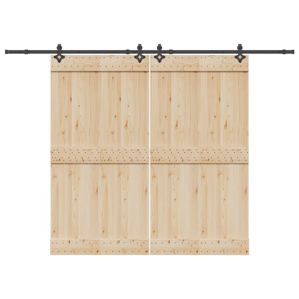 Set feronerie pentru uși glisante, negru, 152,5 cm, oțel