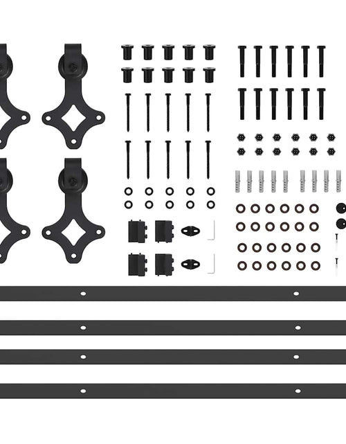 Încărcați imaginea în vizualizatorul Galerie, Set feronerie pentru uși glisante, negru, 213,5 cm, oțel
