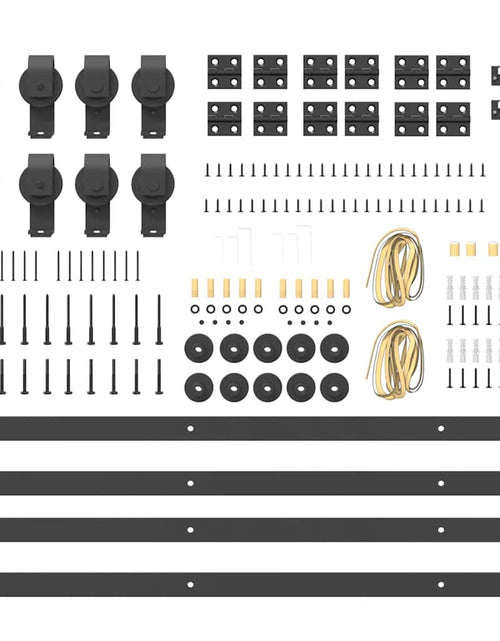Загрузите изображение в средство просмотра галереи, Set feronerie pentru uși glisante, negru, 200 cm, oțel
