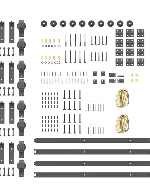 Încărcați imaginea în vizualizatorul Galerie, Set feronerie pentru uși glisante, negru, 200 cm, oțel
