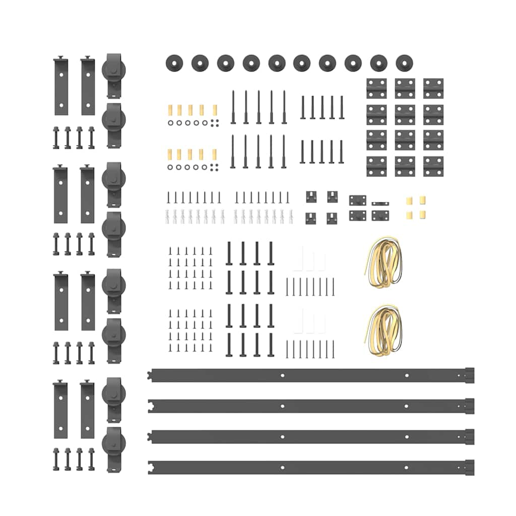 Set feronerie pentru uși glisante, negru, 200 cm, oțel