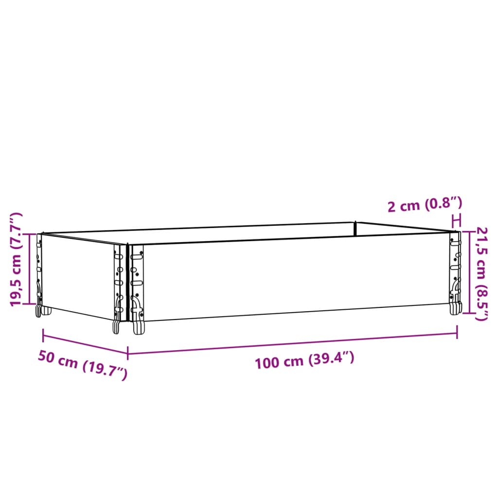 Ramă pentru paleți, gri, 100x50 cm, lemn masiv de pin