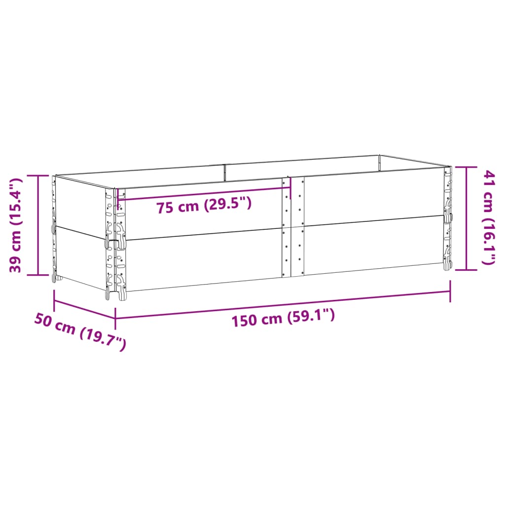 Rame pentru paleți 2 buc. maro 150x50 cm lemn masiv de pin